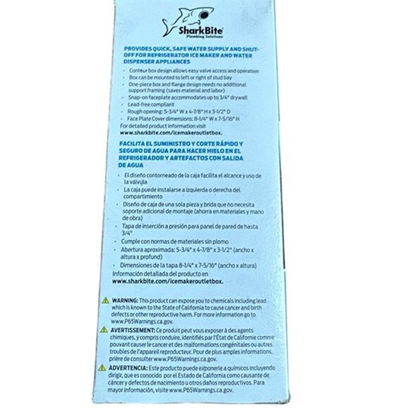 ​SharkBite 25032 1/2 in Push-to-Connect Brass Ice Maker Outlet Box - White - Picture 4 of 4